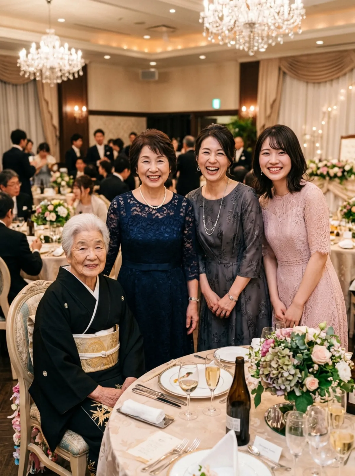 四世代そろった家族の笑顔
